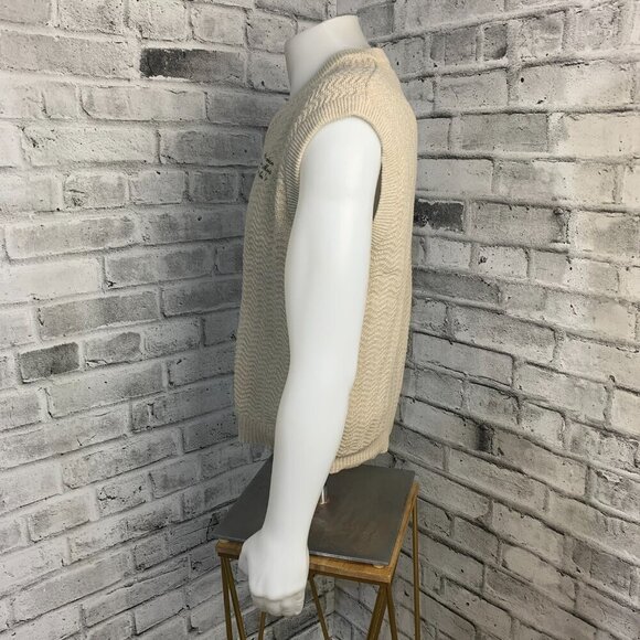 Vintage 90s Sweater Vest Beige 1997 Pro-Am Golf Cardigan - Picture 6 of 11
